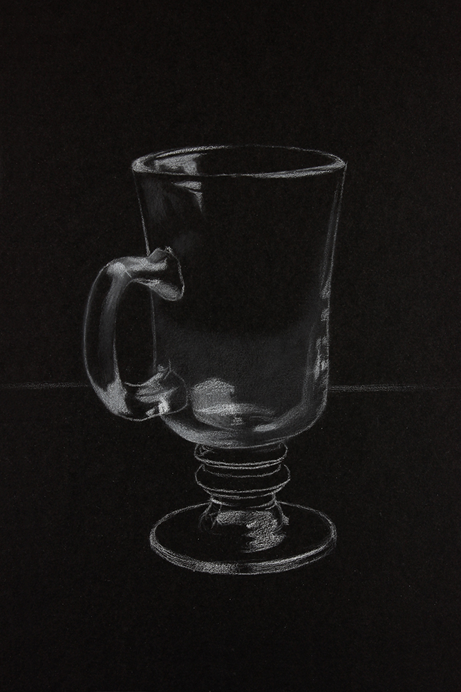 How to Draw Glass Using White Charcoal on Black Paper