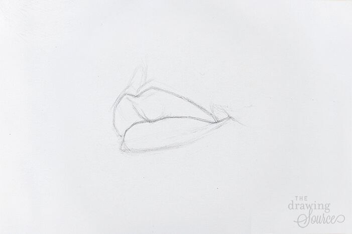 Line drawing of the lips with overlapping lines