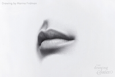 Realistic lips drawing